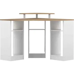 Produkt Bílý pracovní stůl s deskou v dekoru dubu 94x94 cm - TemaHome