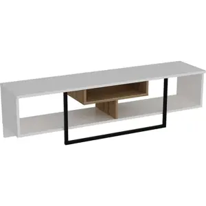 Bílý TV stolek v dekoru dubu 149x40 cm Asal – Kalune Design