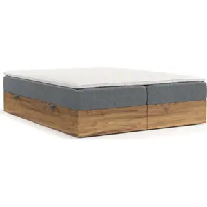 Boxspring postel s úložným prostorem v šedo-přírodní barvě 140x200 cm Faro – Maison de Rêve