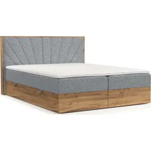 Boxspring postel s úložným prostorem v šedo-přírodní barvě 180x200 cm Asahi – Maison de Rêve