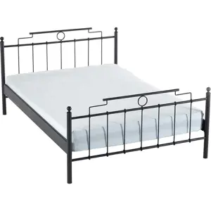 Černá kovová dvoulůžková postel s roštem 140x200 cm Hatkus – Kalune Design