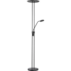 Černá LED stmívatelná stojací lampa se skleněným stínidlem (výška 182 cm) Driva – Fischer & Honsel