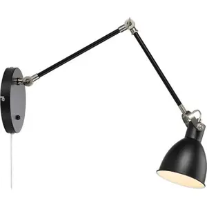 Černá nástěnná lampa Markslöjd House, délka ramene 84,5 cm