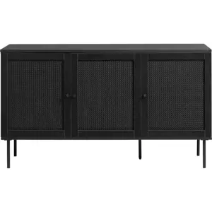 Černá nízká komoda v dekoru dubu 140x80 cm Pensacola – Unique Furniture