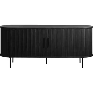 Černá nízká komoda v dekoru dubu s posuvnými dveřmi 76x180 cm Nola – Unique Furniture