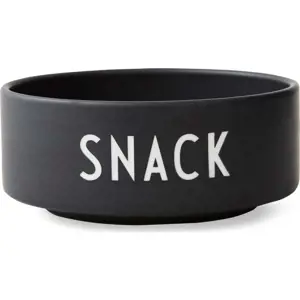 Černá porcelánová miska Design Letters Snack, ø 12 cm