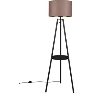 Černá stojací lampa s poličkou (výška 152 cm) Colette – Trio