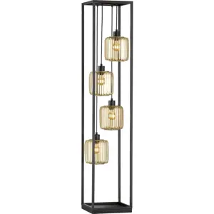 Černá stojací lampa se skleněným stínidlem (výška 150 cm) Caydo – Fischer & Honsel