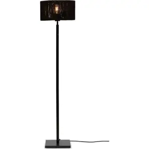 Černá stojací lampa se stínidlem z juty (výška 126 cm) Iguazu – Good&Mojo