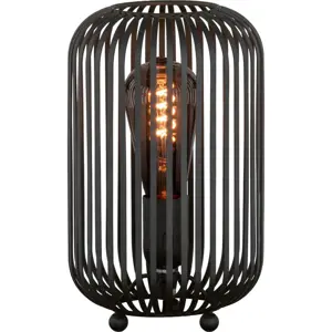 Černá stolní lampa s kovovým stínidlem (výška 25 cm) Cage – Fischer & Honsel