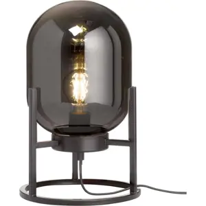 Černá stolní lampa se skleněným stínidlem (výška 34 cm) Regi – Fischer & Honsel
