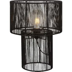 Černá stolní lampa se stínidlem z juty (výška 38 cm) Soga – Markslöjd