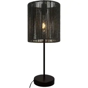 Černá stolní lampa se stínidlem z třtinového výpletu (výška 48 cm) Foresto – GTV