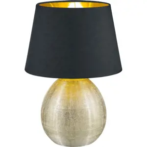 Černá stolní lampa z keramiky a tkaniny Trio Luxor, výška 35 cm