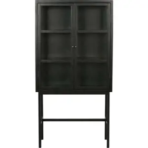 Černá vitrína z kaučukového dřeva 85x160 cm Marshalle - Rowico
