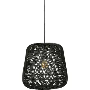 Produkt Černá závěsná lampa z bambusu WOOOD Moza, ø 36 cm