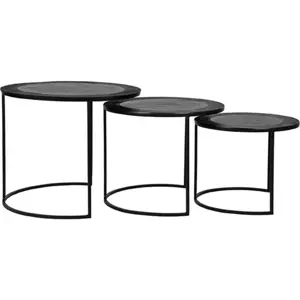 Černé kovové kulaté konferenční stolky v sadě 3 ks ø 55 cm Tres – LABEL51