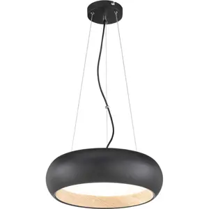 Černé LED stmívatelné závěsné svítidlo s kovovým stínidlem ø 40 cm Wood – Fischer & Honsel