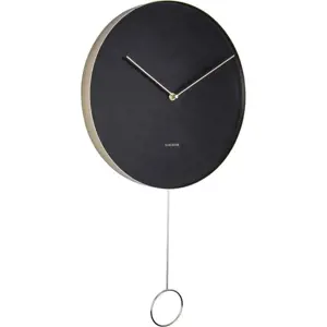 Černé nástěnné kyvadlové hodiny Karlsson Pendulum, ø 34 cm