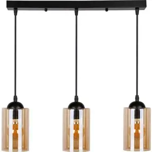 Produkt Černé závěsné svítidlo se skleněným stínidlem 10x55 cm Bistro – Candellux Lighting