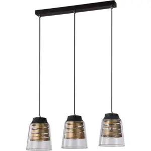 Černé závěsné svítidlo se skleněným stínidlem 15.5x61 cm Fresno – Candellux Lighting