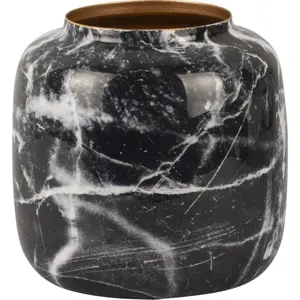 Černo-bílá železná váza PT LIVING Marble, výška 19,5 cm