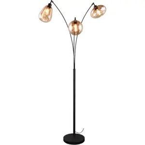 Černo-oranžová stojací lampa se skleněným stínidlem (výška 200 cm) Lumina – Trio