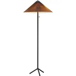 Černo-šedá stojací lampa s textilním stínidlem (výška 140 cm) Plisado – Markslöjd