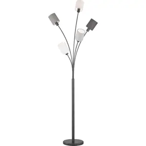 Černo-šedá stojací lampa s textilním stínidlem (výška 172 cm) Koi – Fischer & Honsel