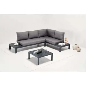 Produkt Černo-šedý hliníkový zahradní lounge set pro 3 Verona – Floriane Garden