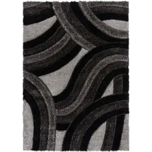 Černo-šedý ručně tkaný koberec z recyklovaných vláken 120x170 cm Velvet – Flair Rugs