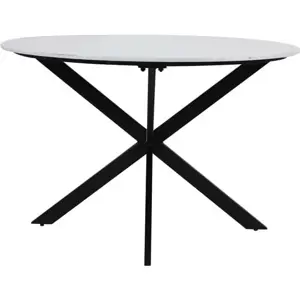Černobílý kulatý jídelní stůl s deskou v dekoru mramoru ø 120 cm Tomochi – Light & Living