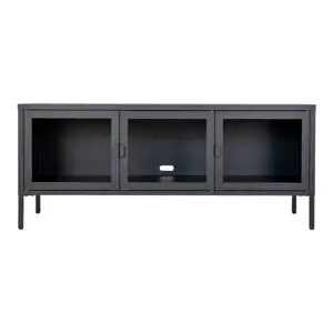 Černý kovový TV stolek 130x55 cm Brisbane – House Nordic