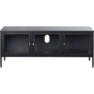 Černý kovový TV stolek 132x52 cm Carmel – Unique Furniture