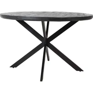 Produkt Černý kulatý jídelní stůl s deskou z akácie ø 120 cm Yellov – Light & Living
