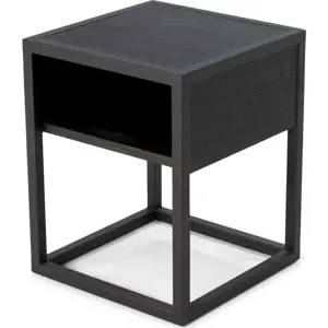 Produkt Černý noční stolek s deskou z dubového dřeva s poličkami Diva – Spinder Design