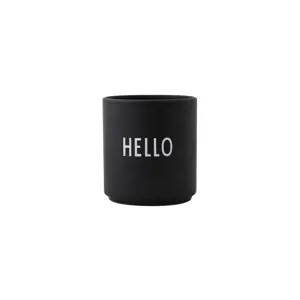 Černý porcelánový hrnek 300 ml Hello – Design Letters