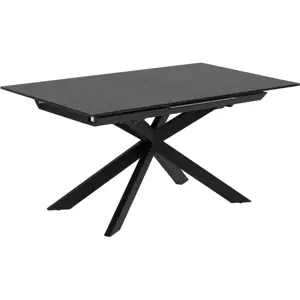 Produkt Černý rozkládací jídelní stůl se skleněnou deskou 90x210 cm Atminda – Kave Home
