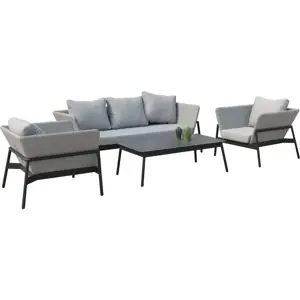 Produkt Černý/šedý zahradní lounge set pro 4 Tyssedal - Bonami Selection