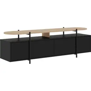 Černý TV stolek v dekoru dubu 160x48 cm Hinoa – Marckeric