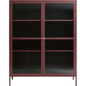 Produkt Červená kovová vitrína 111x140 cm Bronco – Unique Furniture