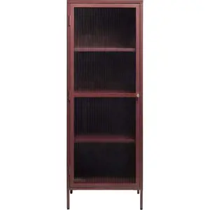 Červená kovová vitrína 58x160 cm Bronco – Unique Furniture