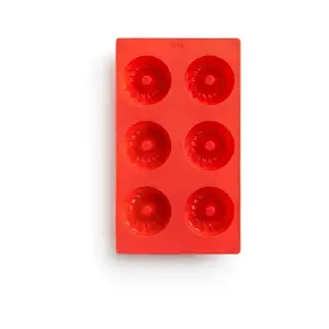 Červená silikonová forma na mini bábovky Lékué