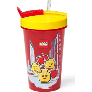 Produkt Červený kelímek se žlutým víčkem a brčkem LEGO® Iconic, 500 ml