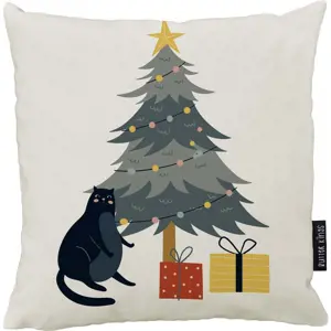 Dekorační polštář s vánočním motivem 45x45 cm Crazy Cat Xmas – Butter Kings