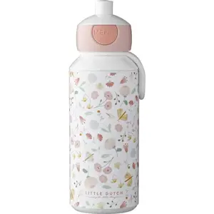 Dětská lahev v bílé a světle růžové barvě 400 ml Flowers & butterflies – Mepal