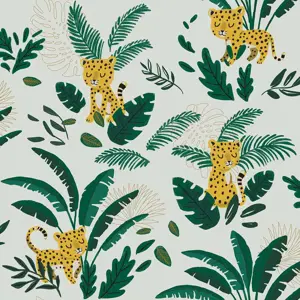 Dětská tapeta 10 m x 50 cm Cheetah & Tropical Leaves – Lilipinso