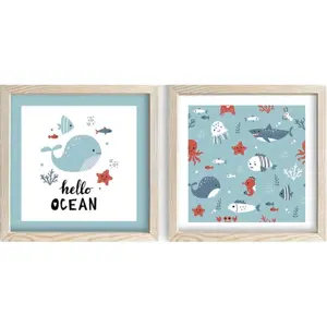 Dětské obrázky v sadě 2 ks 33x33 cm Hello Ocean – Wallity