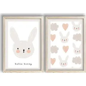 Dětské obrázky v sadě 2 ks 38x53 cm Hello Bunny – Wallity