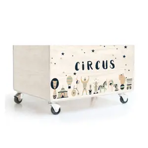Produkt Dětský borovicový úložný box na kolečkách Folkifreckles Circus Crew